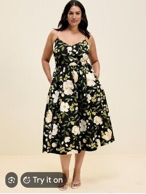 NWT The Occasion by Old Navy Fit & Flare Sleeveless Taffeta Midi Dress